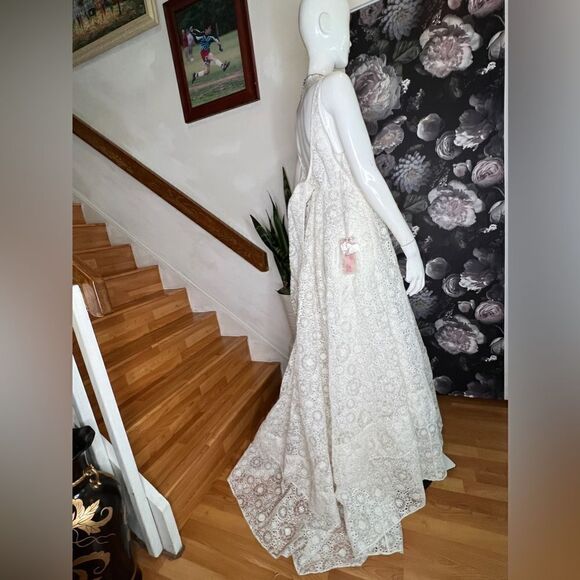 LOVESHACKFANCY Devyn white Gown V-neck Maxi  /size 6 - Picture 12 of 17